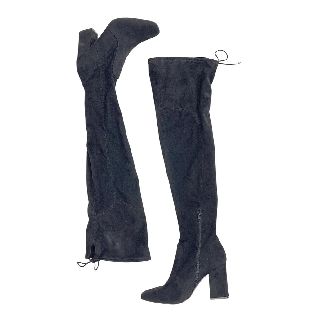 Unisa Unquesia Over-The-Knee Black Faux Suede Boots Women's 9 Tall Side Zipper‎